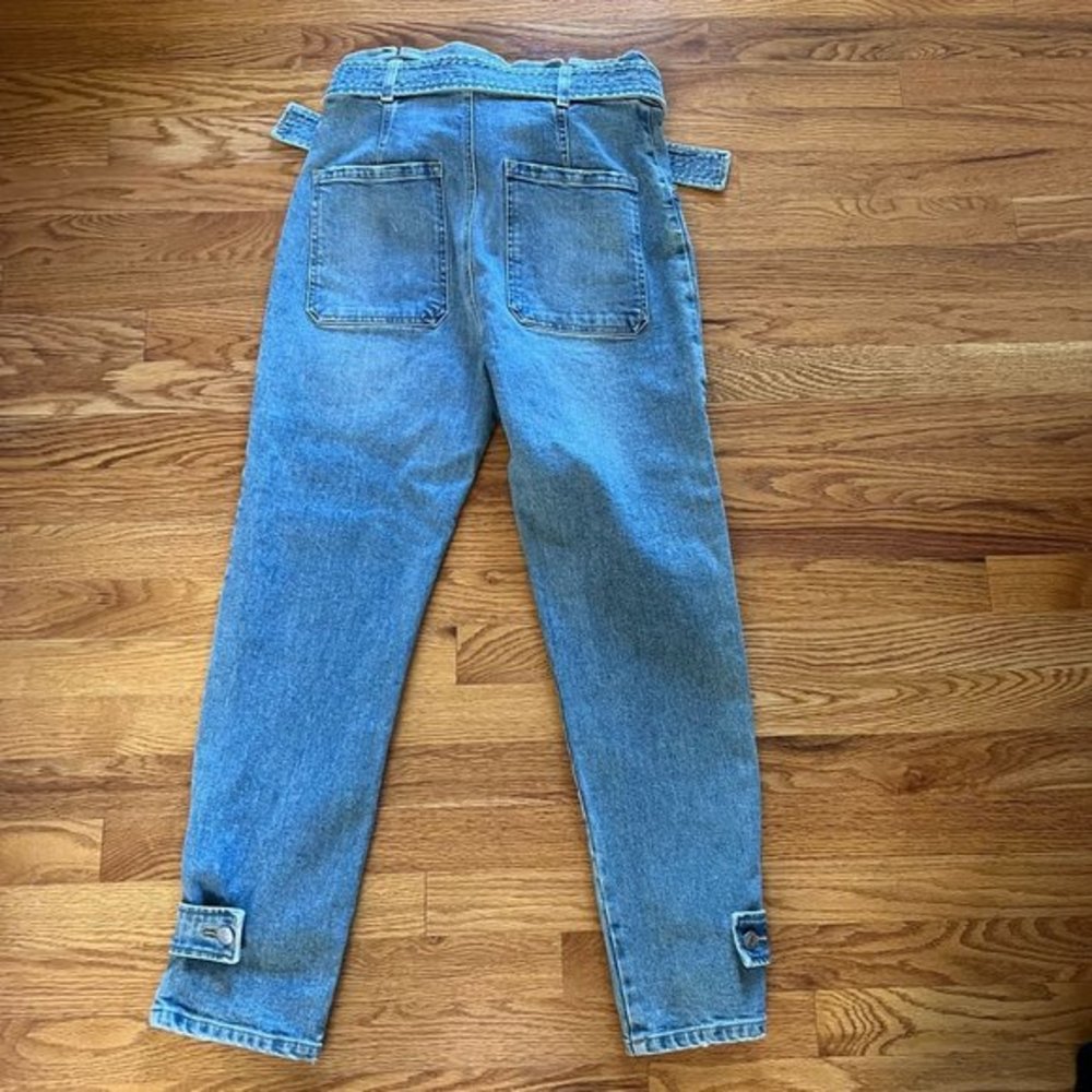 A.L.C. Luke High-Rise Denim Jeans Women Blue 8 Belted Waist NWT - Picture 2 of 10